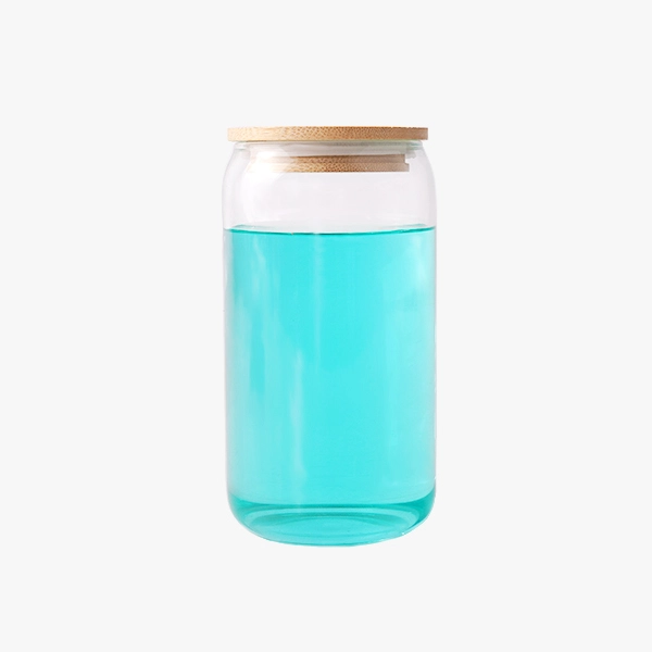 16oz Borosilicate Glass Cup With Wooden Lid