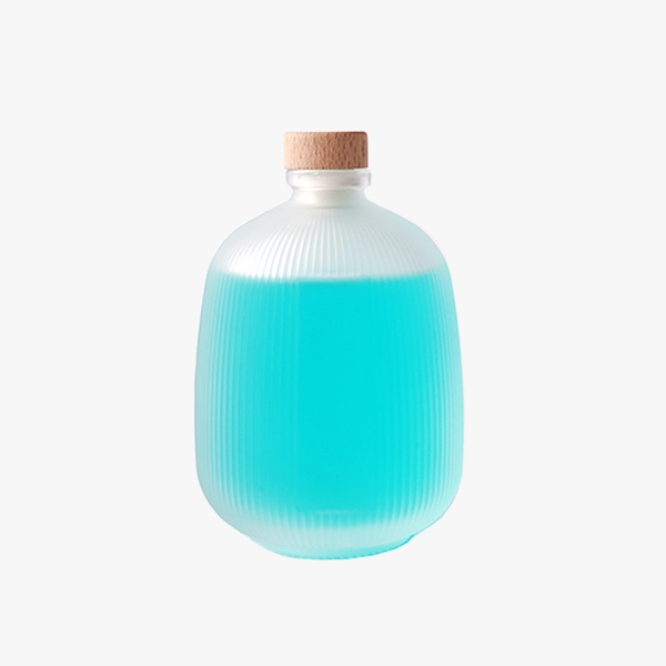 Eda 350ml Vertical stripe glass beverage bottle for wine juice soda water and Whiskey with stopper
