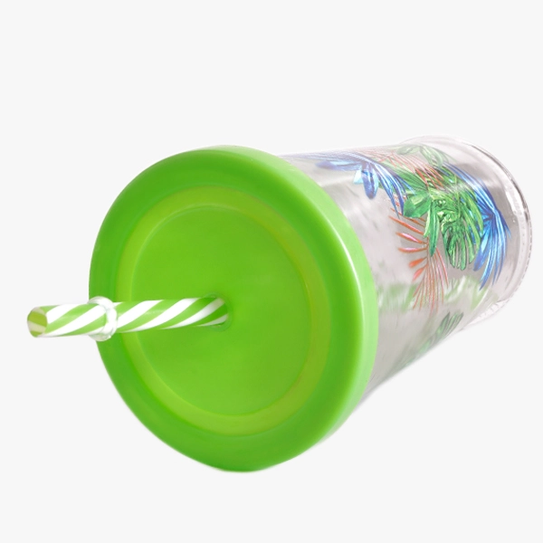 Glass Juice Cups with Straw and Lids