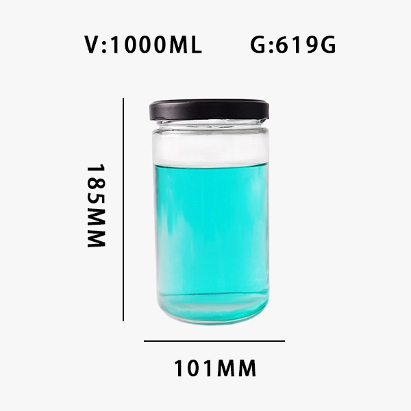 1000ml Glass Cylinder Jars with Lids