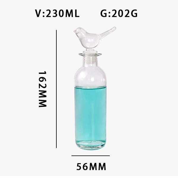 Food Grade 230ml Whiskey Bottle with Bird-Shapped Stopper