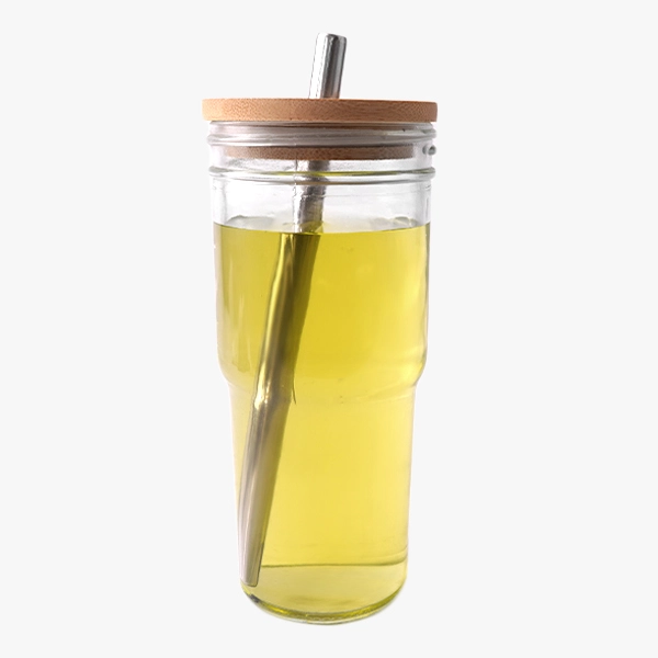 600ml Glass Water Bottles with Straw