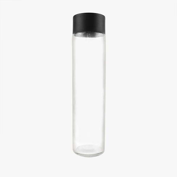 Cylindrical Glass Water Bottle