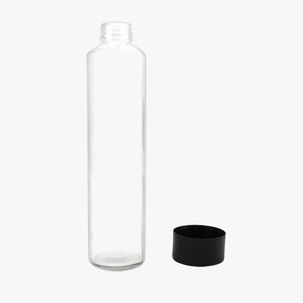 Cylindrical Glass Water Bottle