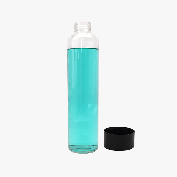 Cylindrical Glass Water Bottle