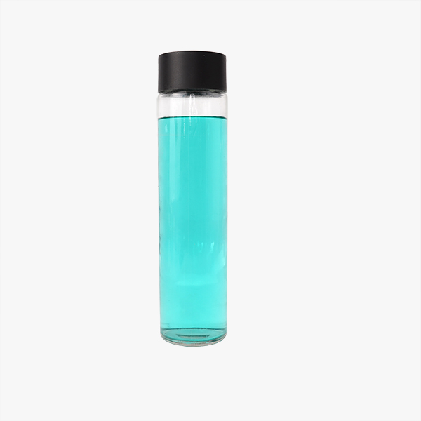 790ml Customizable Cylindrical Glass Water Bottle with Black Plastic Cap