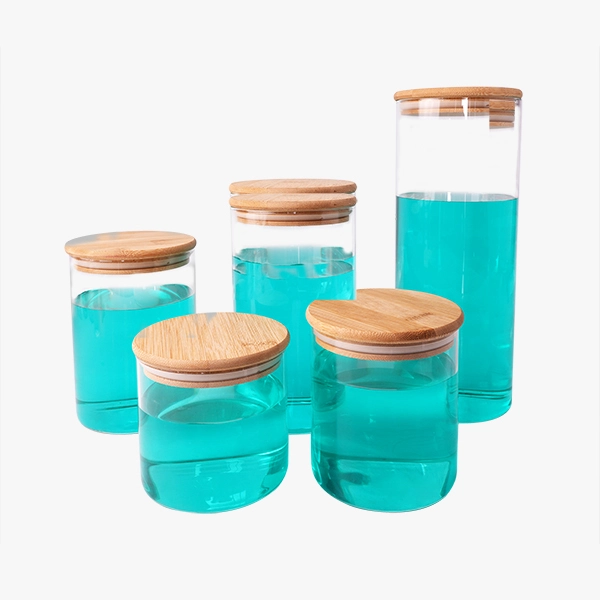 Cylinder Borosilicate Glass Storage Jar and Bamboo lid