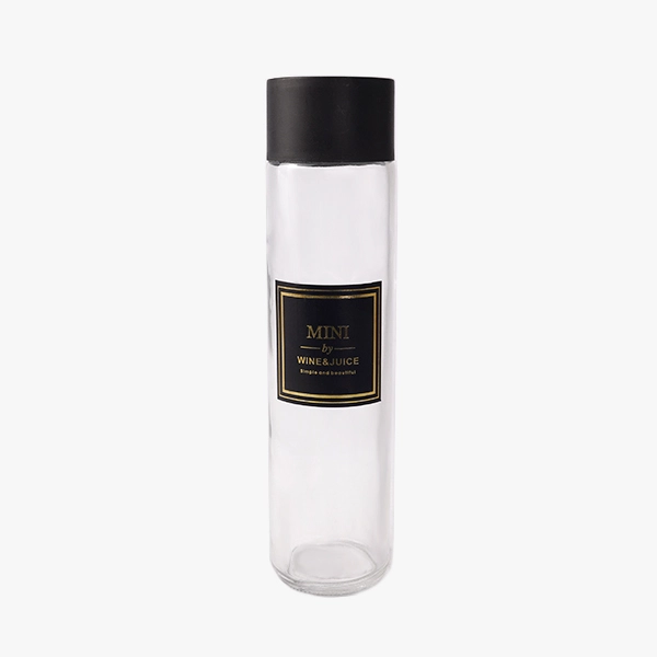 12 oz Clear Glass Water Bottle with Plastic Lids