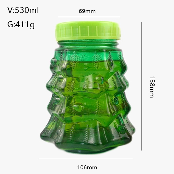 530ml Christmas Tree Mason Jars With Plastic Screw Cap