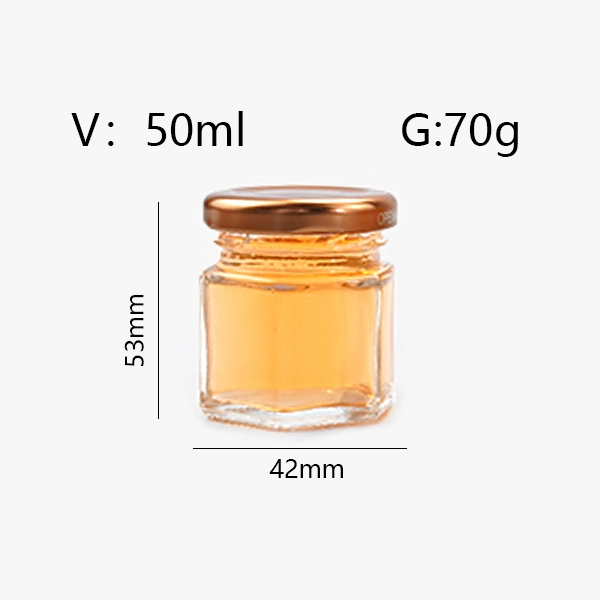 Hexagon Preserving 50ml Honey Glass Jar