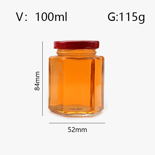 Hexagon Preserving 100ml Honey Glass Jar
