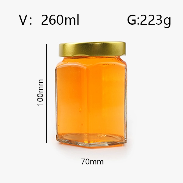 Hexagon Preserving 260ml Honey Glass Jar