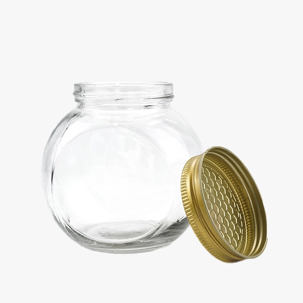 flat round glass honey jar (10)