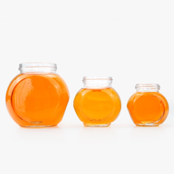 flat round glass honey jar (5)