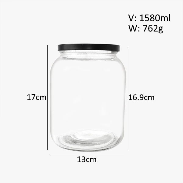 Glass Pickle Jars with Metal Lid 1.5L 2L