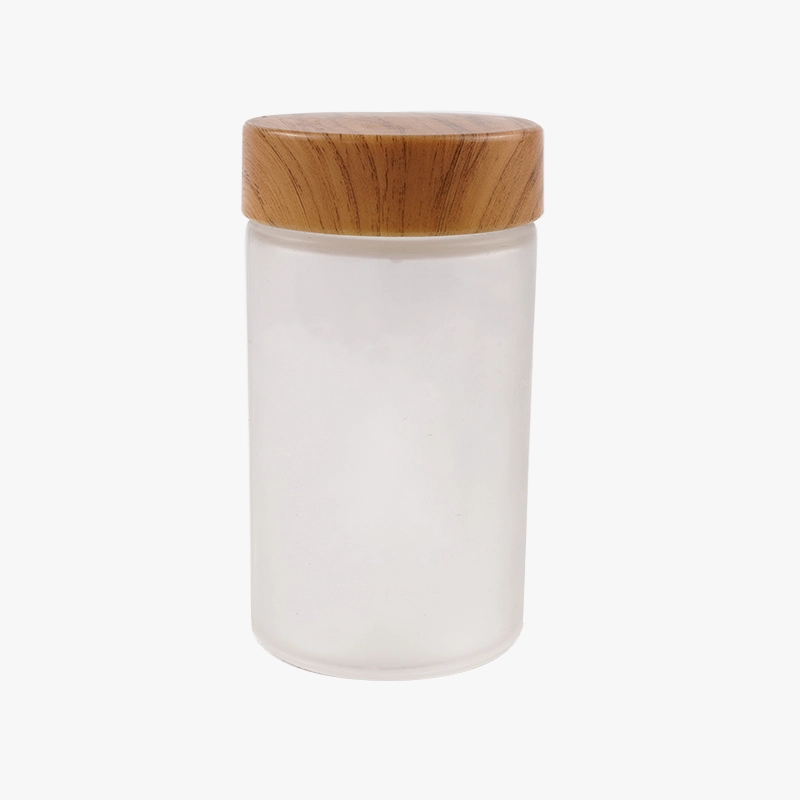 Frosted Glass Jars with Bamboo Lids Wholesale