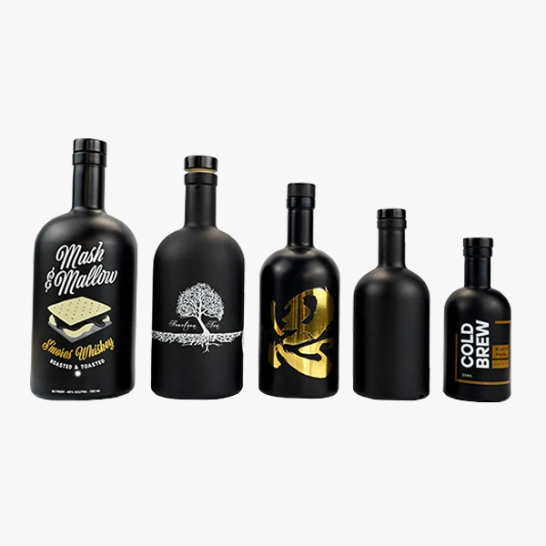 Matte Black Glass Nordic Bottles with Stopper 200ml 375ml 500ml 750ml 1000ml