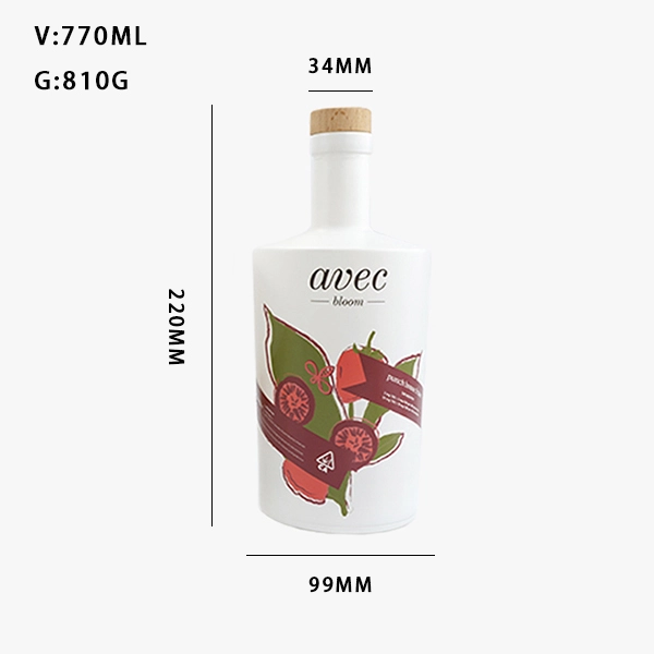 White Color Round Glass Liquor Bottle