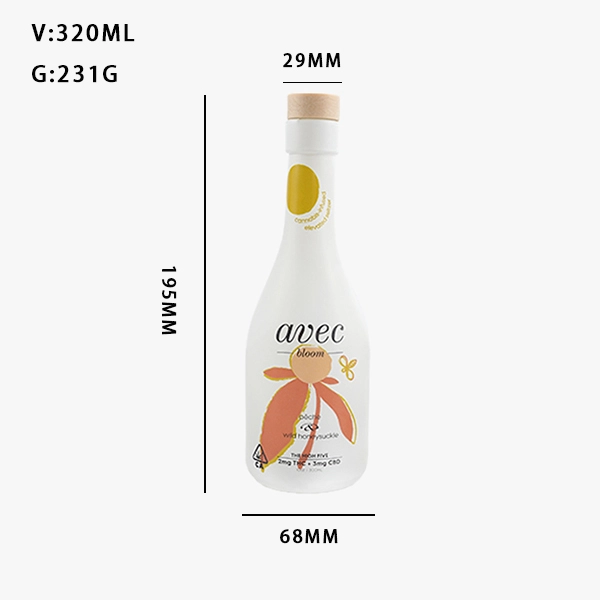 White Color Round Glass Liquor Bottle