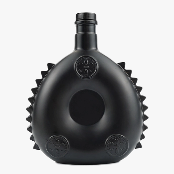 Black Flat Fluted Brandy Bottle 550ml