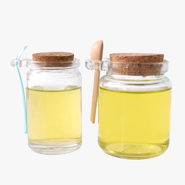 Glass Pudding Jar With Cork Lid Spoon