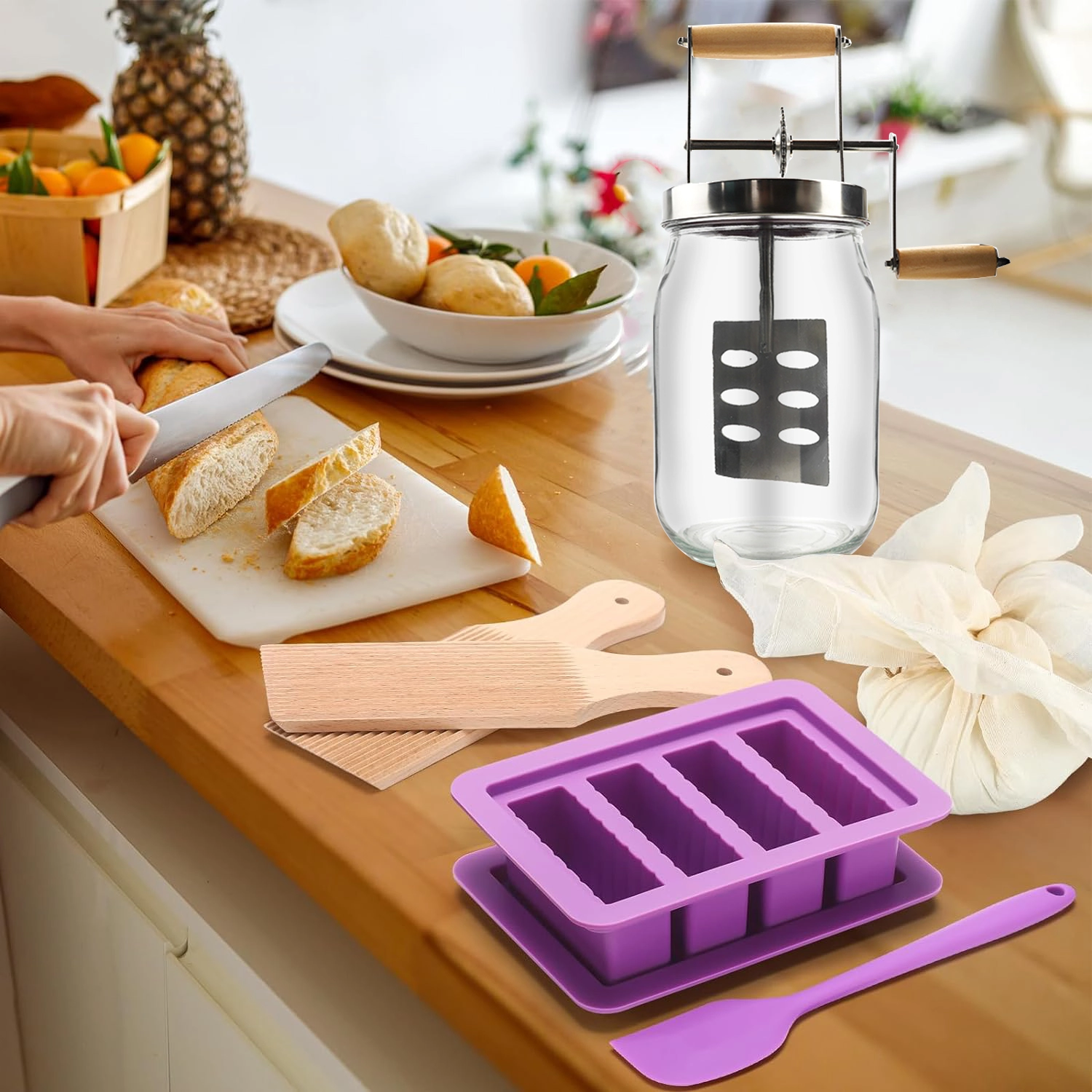 Glass Jar Butter Churn