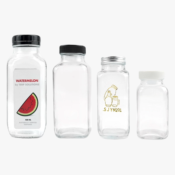 Square Glass Juice Bottles