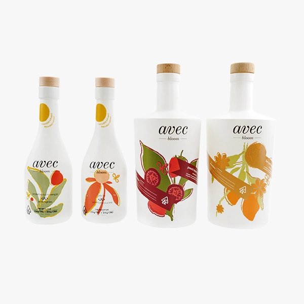 300ml 750ml  White Color Round Glass Liquor Bottle with Cork