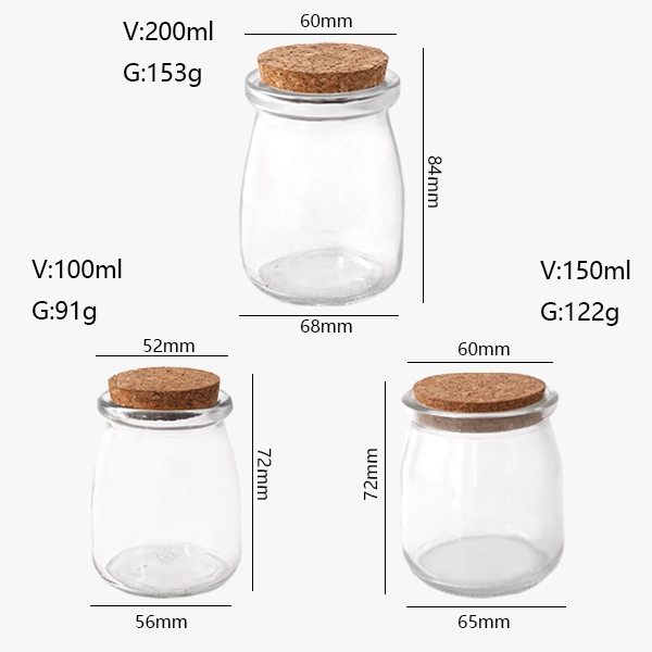 Glass Yogurt Jars With Cork Lid