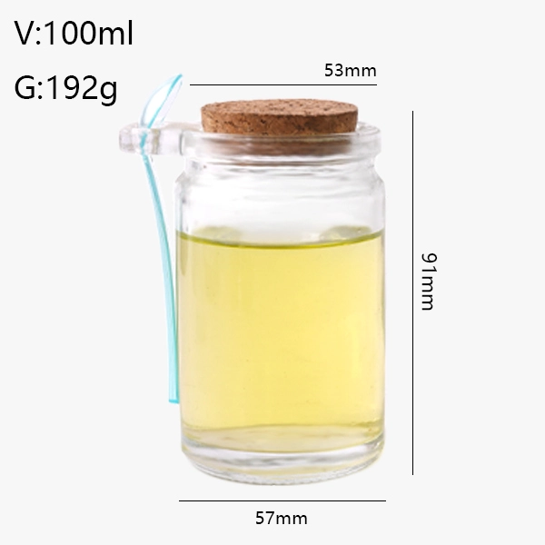 Glass Pudding Jar With Cork Lid Spoon