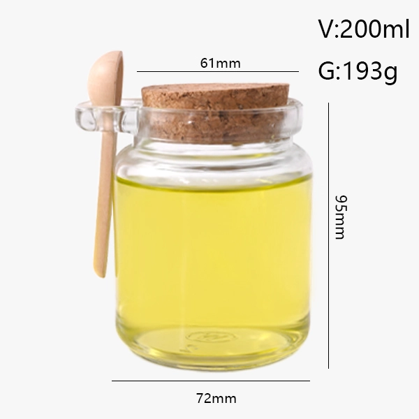 Glass Pudding Jar With Cork Lid Spoon