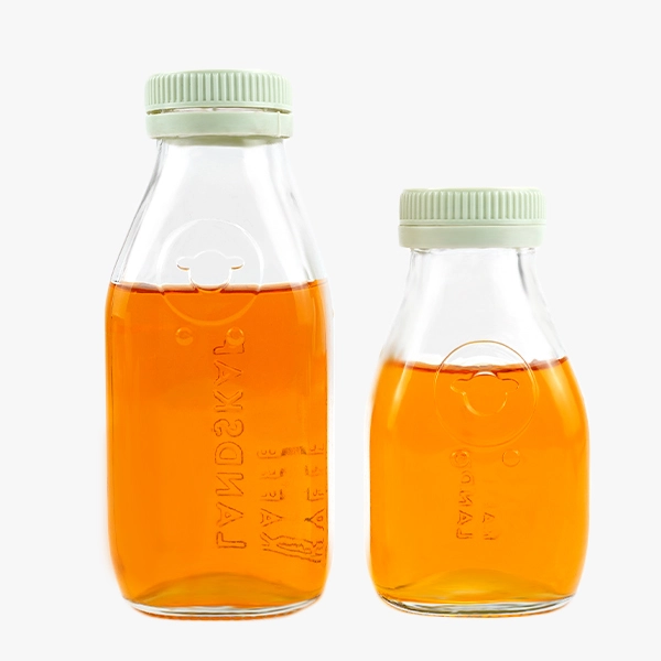 200ml 290ml Clear Glass Juice Bottle With Plastic lid