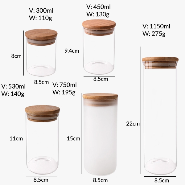 borosilicate glass jar with bamboo lid