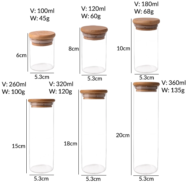 borosilicate glass jar with bamboo lid