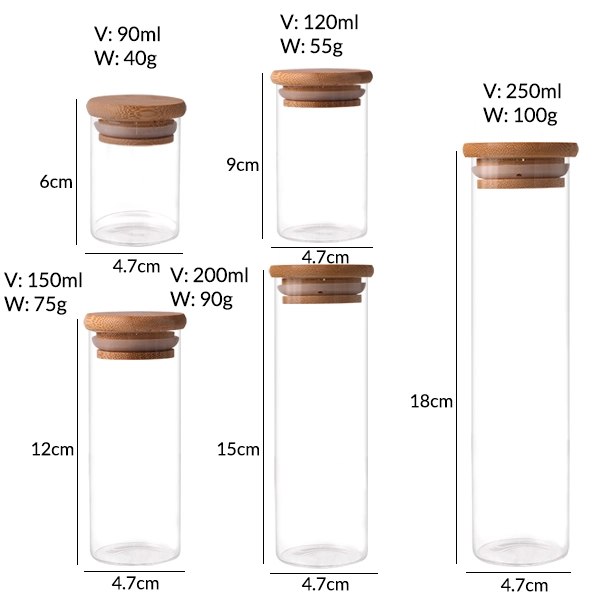 borosilicate glass jar with bamboo lid
