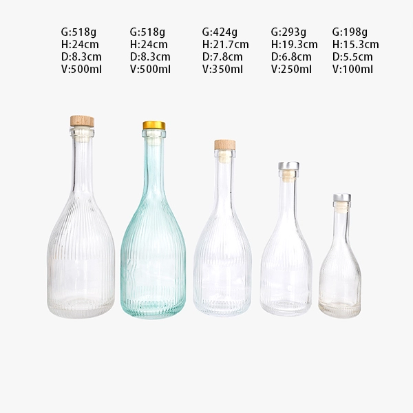 100ml 250 ml 350ml 500 ml Glass Liquor Bottles With Cork