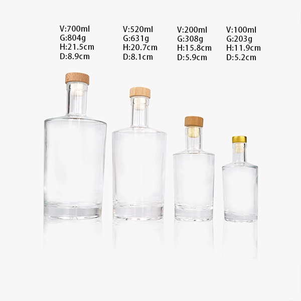 100ml 200ml 520ml 750ml Clear Glass Whiskey bottles Wholesale