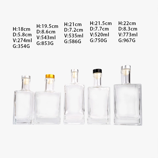 Square Glass Whiskey Bottles With Cork
