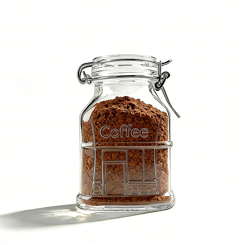 Custom Empty Clear Glass Coffee Jar with Airtight Metal Clip Lid