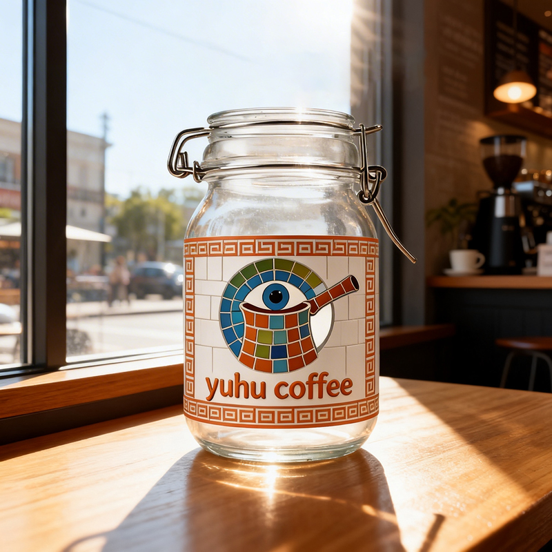 Custom Round Shape Clear 350ml Glass Instant Coffee Jar with Clamp Lid