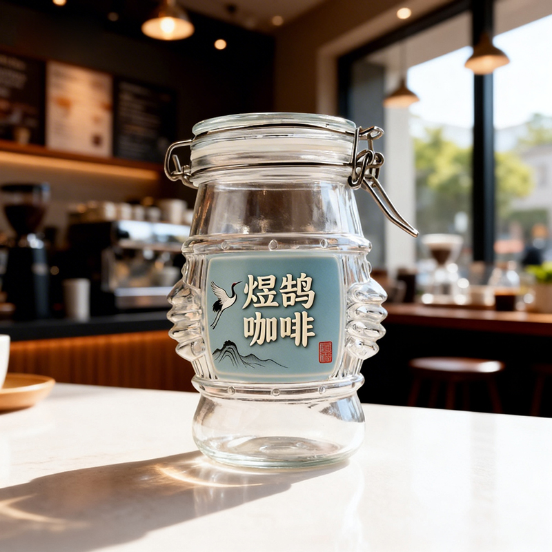 Wholesale Airtight Glass snap-on Food jar with clip for 100g Freeze-dried instant coffee